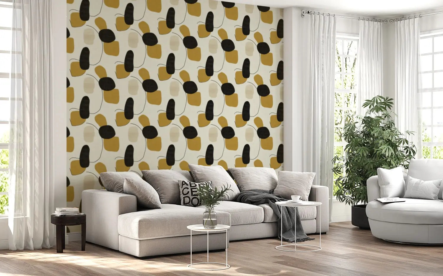 Organic Ochre Linen Forms WallCreatives