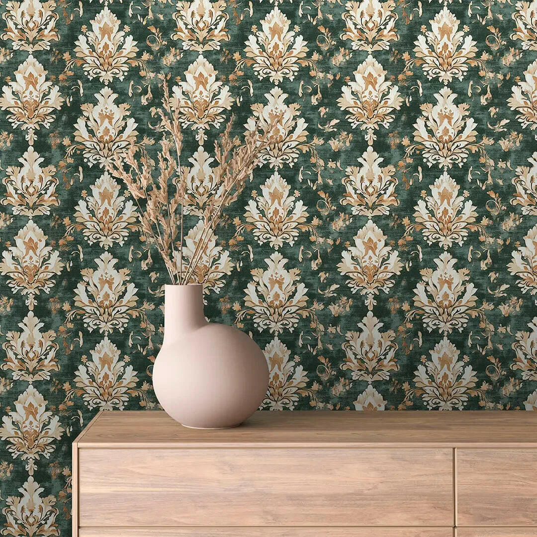 Gilded Teal Heritage Damask - WallCreatives