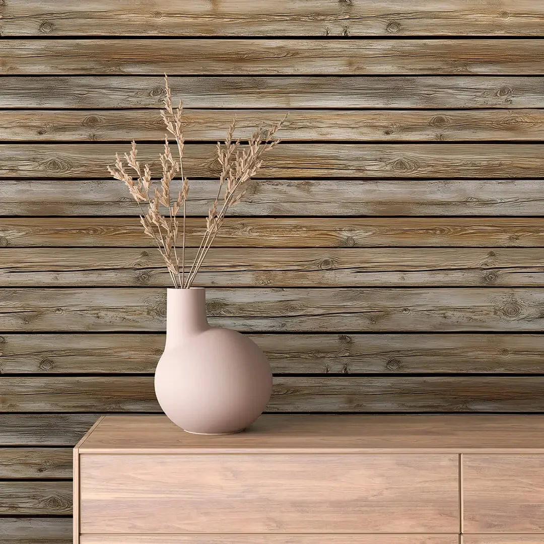 Weathered Cabin Wood Wall - WallCreatives