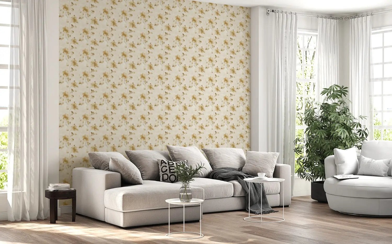 Gilded Sepia Blooms WallCreatives