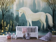 Serene Unicorn's Gilded Forest - WallCreatives