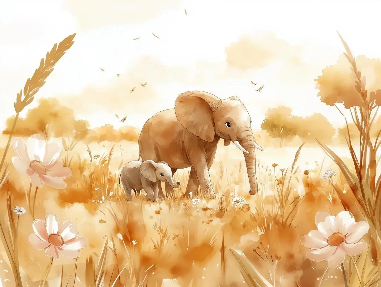 Golden Savannah Serenity Mural - WallCreatives
