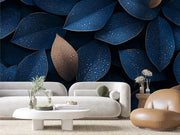 Midnight Dew on Gilded Leaves - WallCreatives