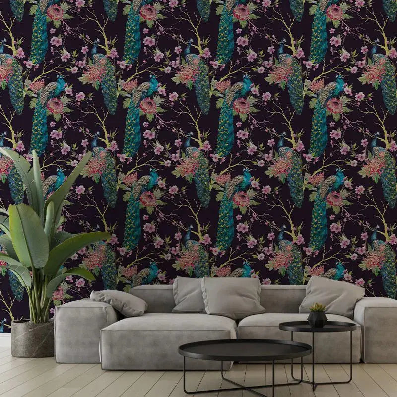 Dark Purple Pea Fowl Wallpaper Vladila