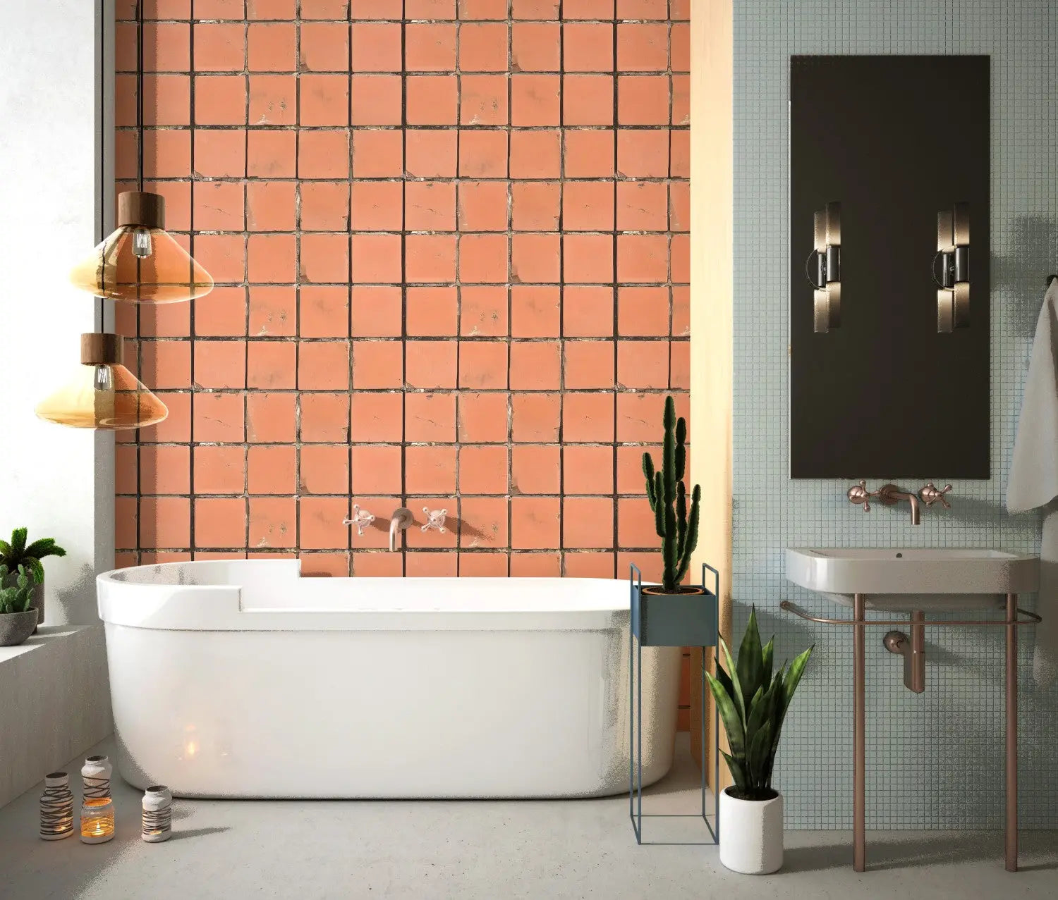 Tuscan Terracotta Tile Grid WallCreatives