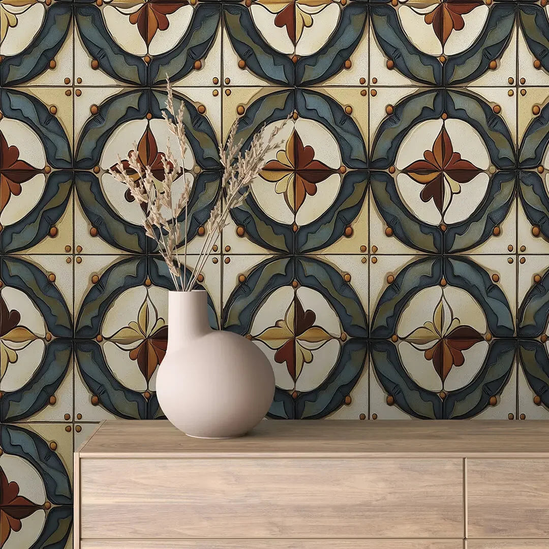Siena Glazed Floral Medallion - WallCreatives