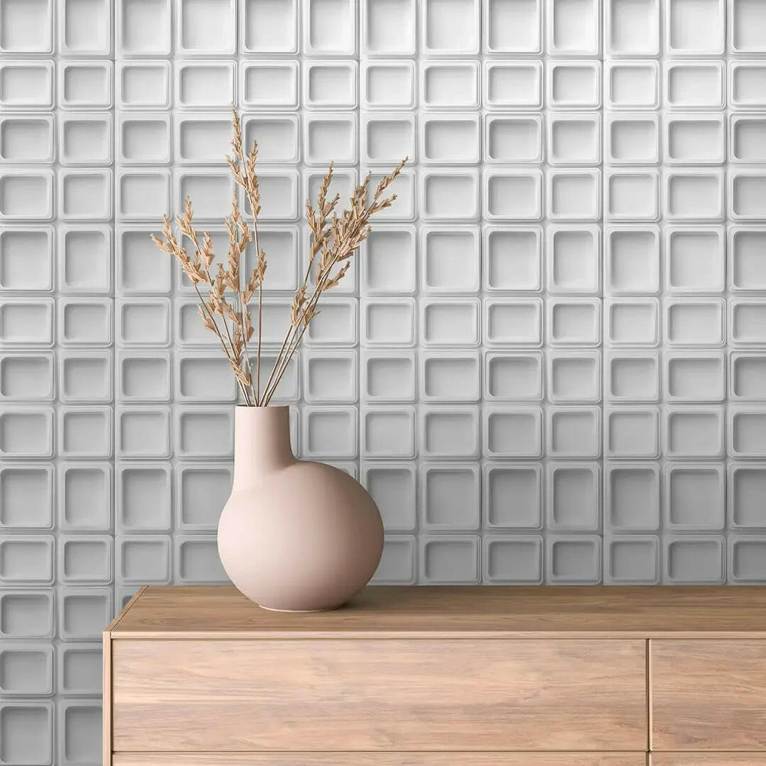 Architectural Recessed Grid Wallpaper - WallCreatives