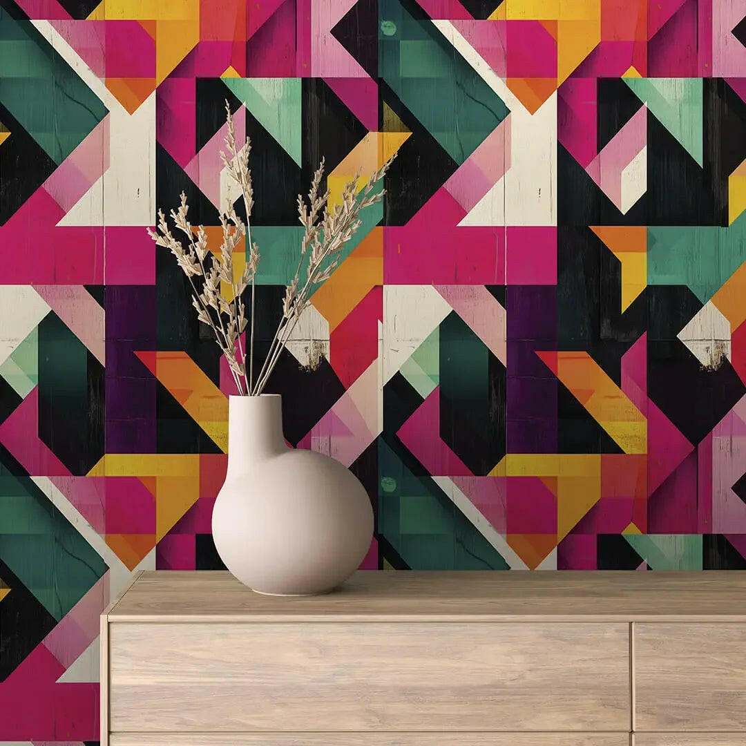 Urban Prism Geometric Mural - WallCreatives