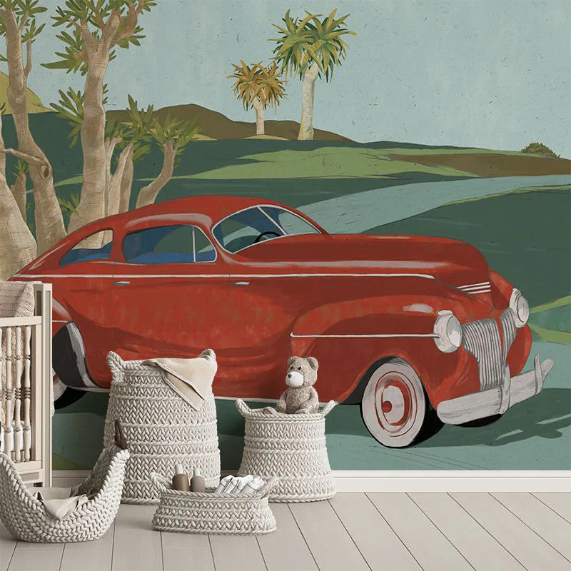 Retro cars (red) Wallpaper Vladila