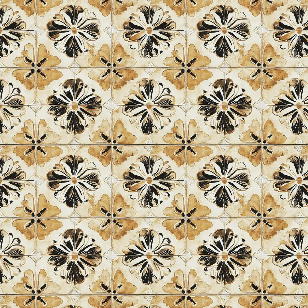Tuscan Sepia Bloom Tile - WallCreatives