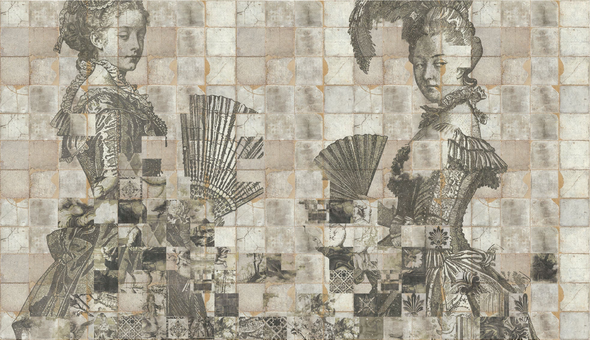 Tapet Shattered Dames cream WallCreatives