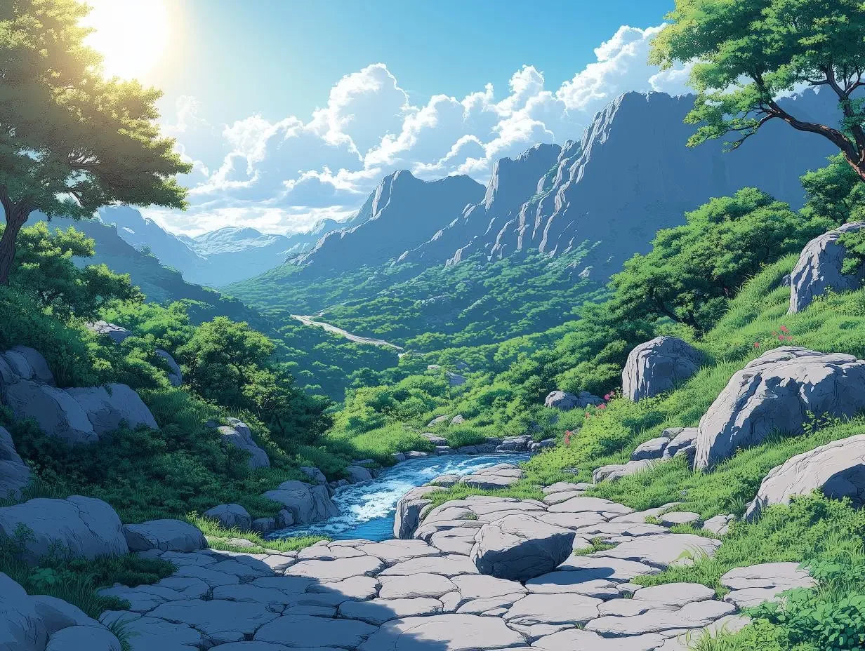 Sun-Kissed Emerald Valley - WallCreatives