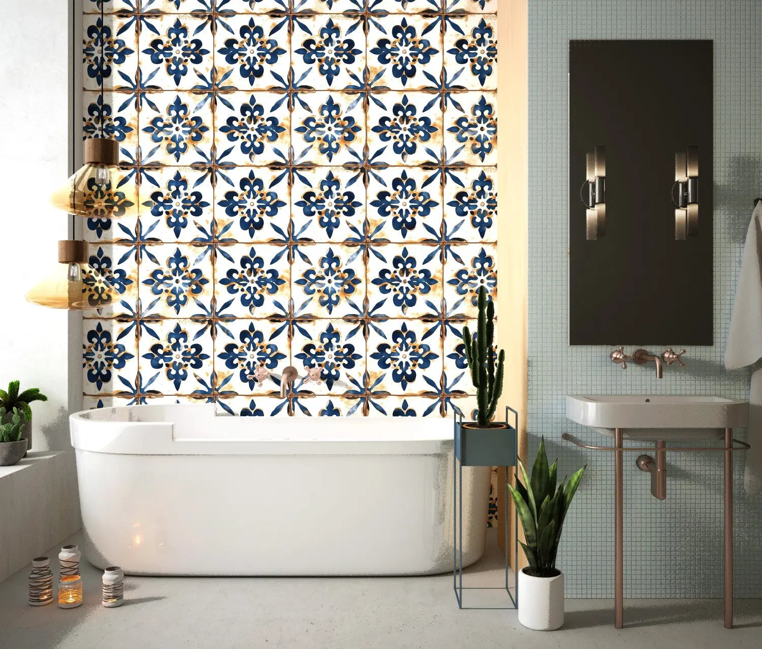 Azure Coast Antiqued Tile WallCreatives