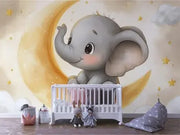 Dreamy Elephant Moon Slumber - WallCreatives
