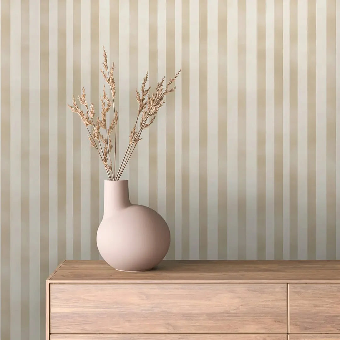 Timeless Taupe Ticking Stripe - WallCreatives