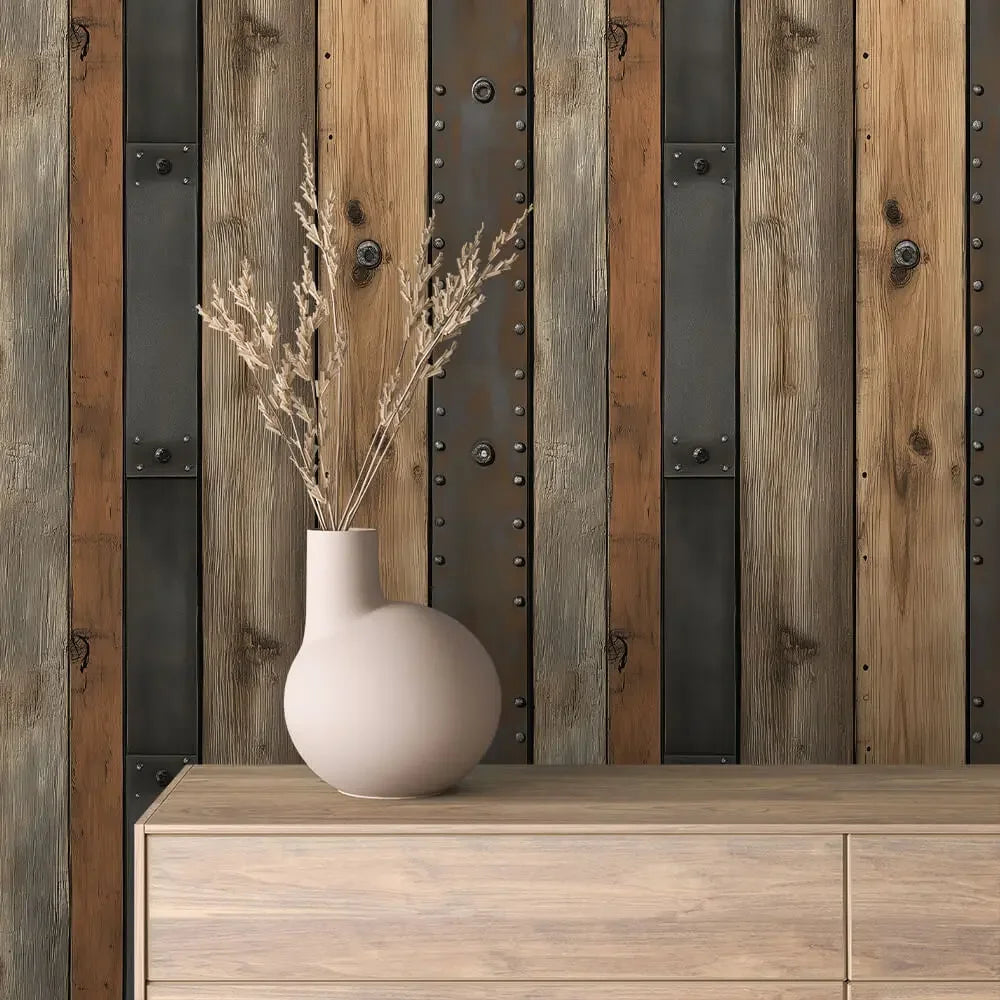 Forged Timber and Steel Planks - WallCreatives
