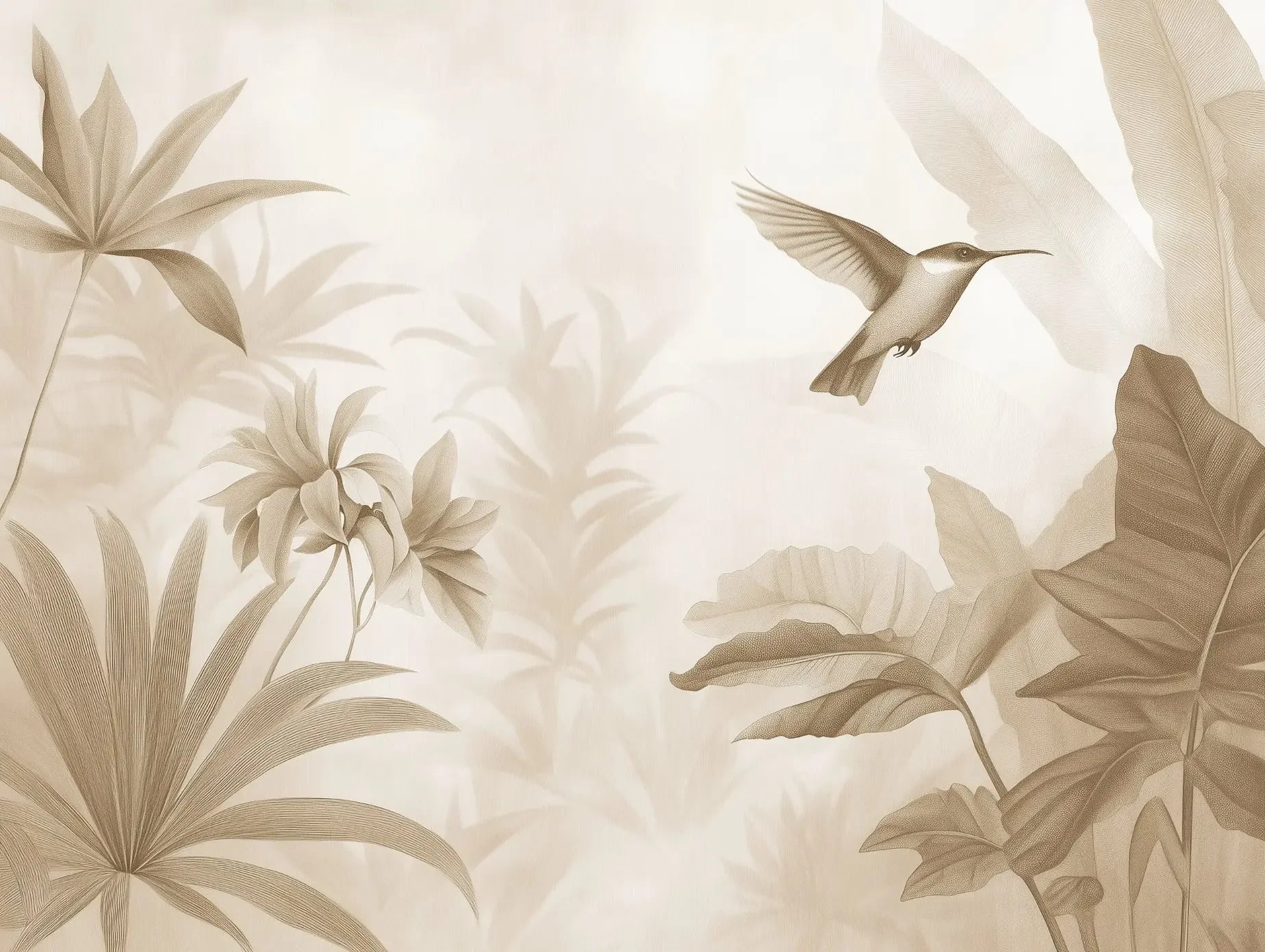 Sepia Hummingbird Serenade - WallCreatives
