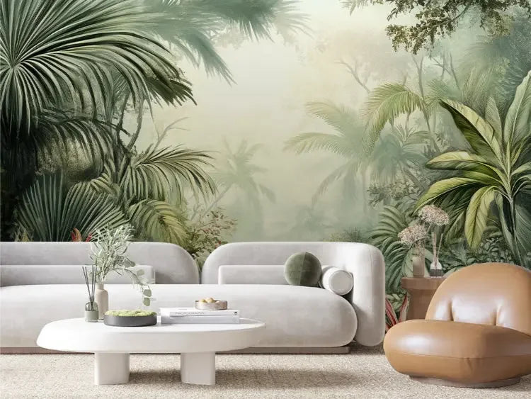 misty jungle sanctuary mural - wallcreatives