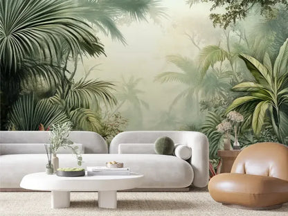 Misty Jungle Sanctuary Mural - WallCreatives
