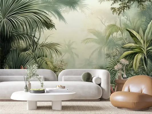 Misty Jungle Sanctuary Mural - WallCreatives
