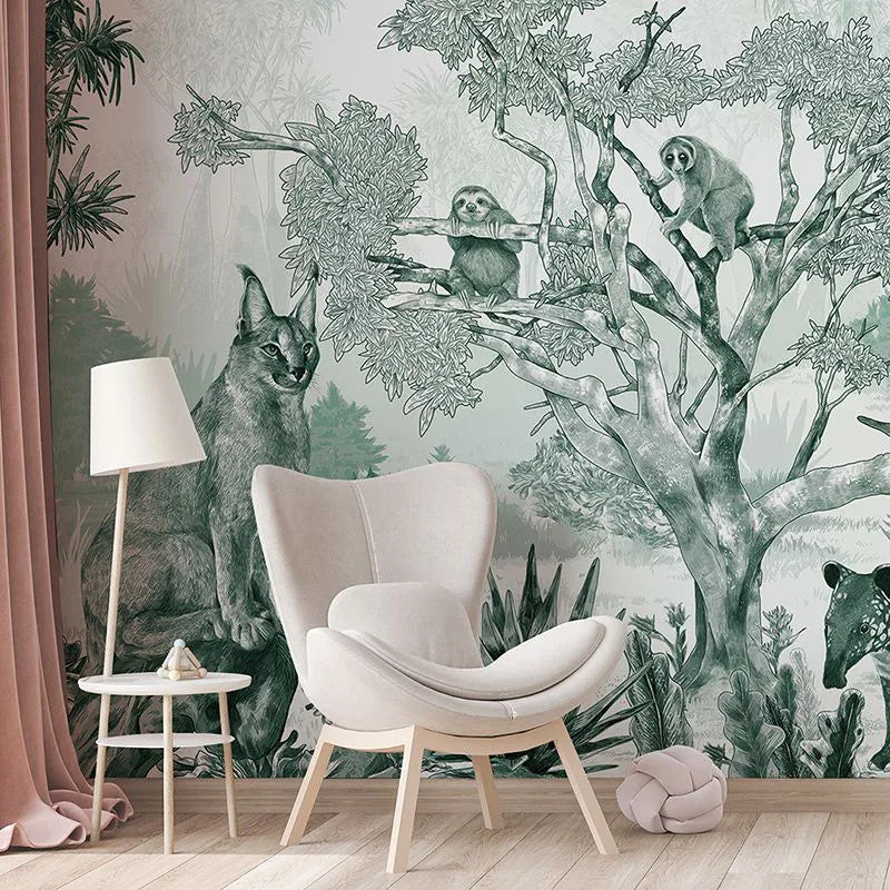 Sleepy Meadow in Green Wallpaper Vladila