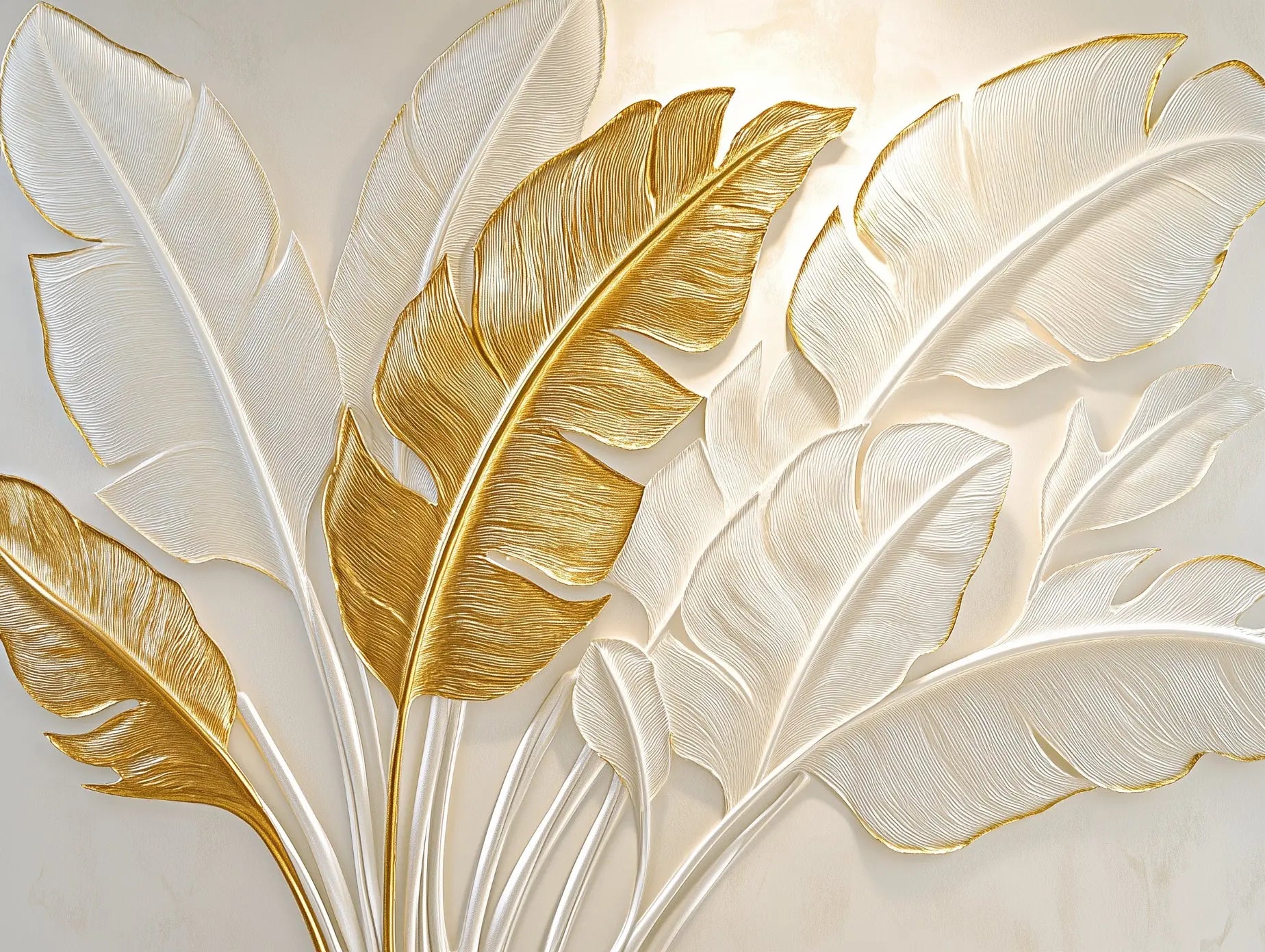 Golden Plume Radiance Mural - WallCreatives