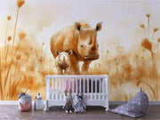 Earthy Embrace Rhino Mural - WallCreatives