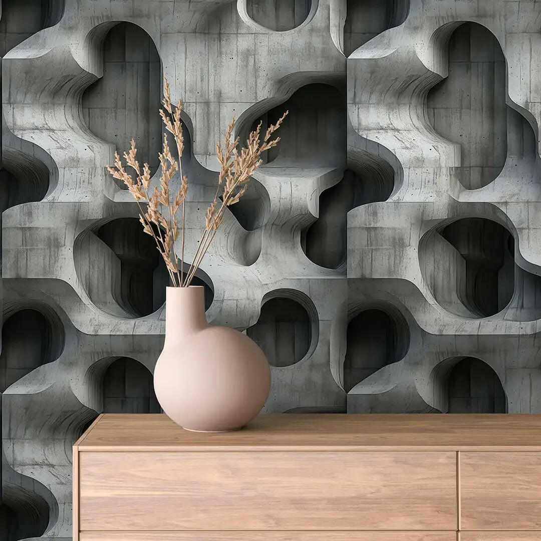Carved Concrete Labyrinth Mural - WallCreatives