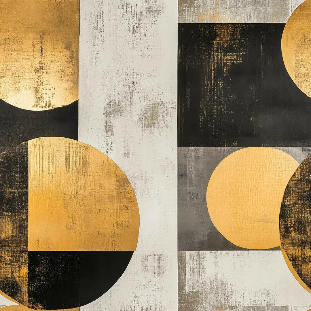 Gilded Geometry Abstract Mural - WallCreatives