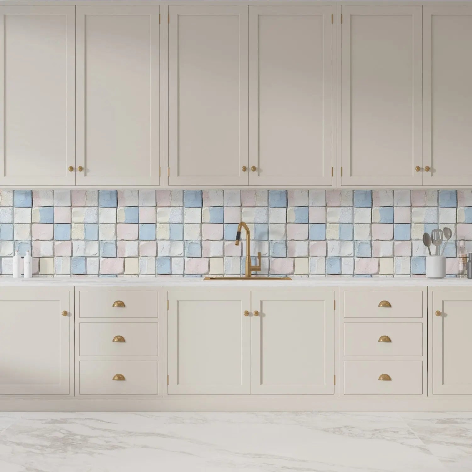 Artisan Pastel Block Mosaic WallCreatives