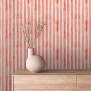 Coral Watercolor Stripe Wallpaper - WallCreatives