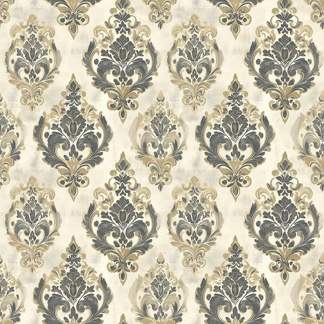 Gilded Slate Manor Damask - WallCreatives