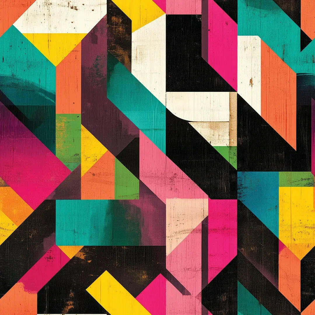 dynamic urban woodblock mural - wallcreatives