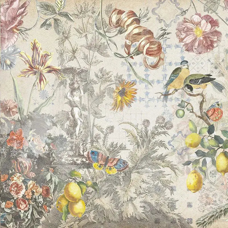Ceramic Flowers (Cream) Wallpaper Vladila