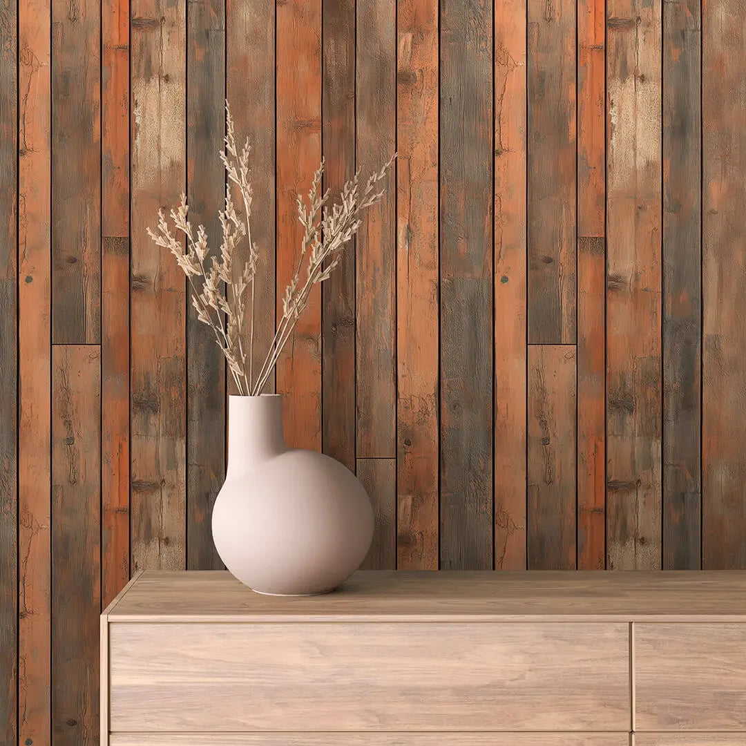 Rustic Sunset Timber Planks - WallCreatives