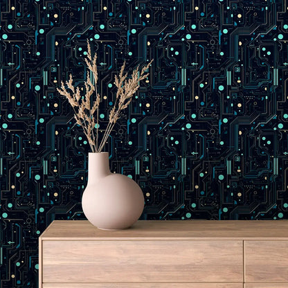 Digital Nexus Blueprint Wallpaper - WallCreatives