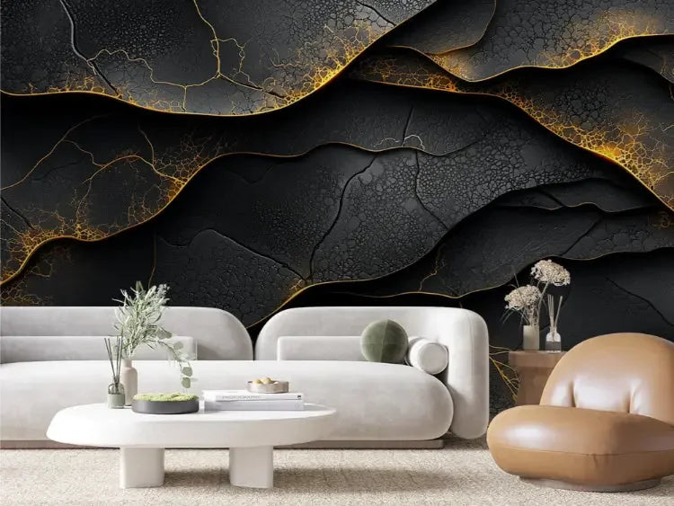 Gilded Obsidian Flow Wallpaper - WallCreatives