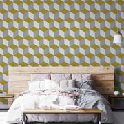 Yellow and White Cube Wallpaper Vladila