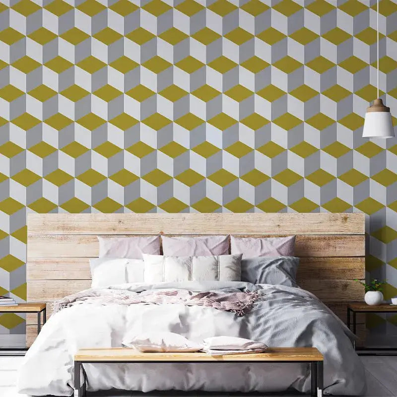 Yellow and White Cube Wallpaper Vladila