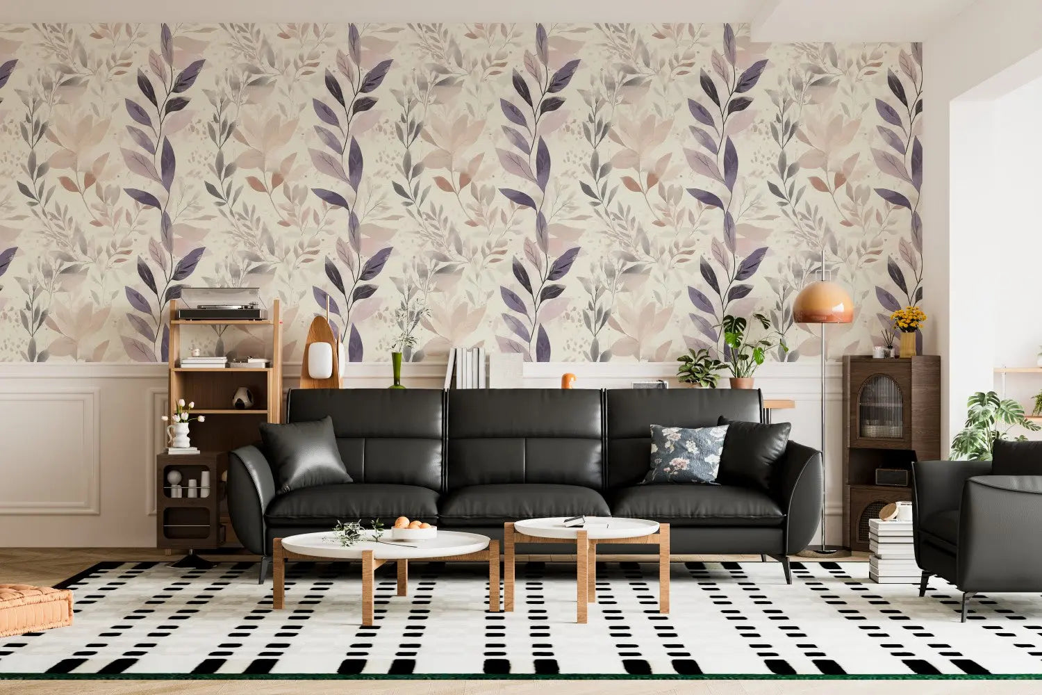 Serene Leaves in Watercolor Haze WallCreatives