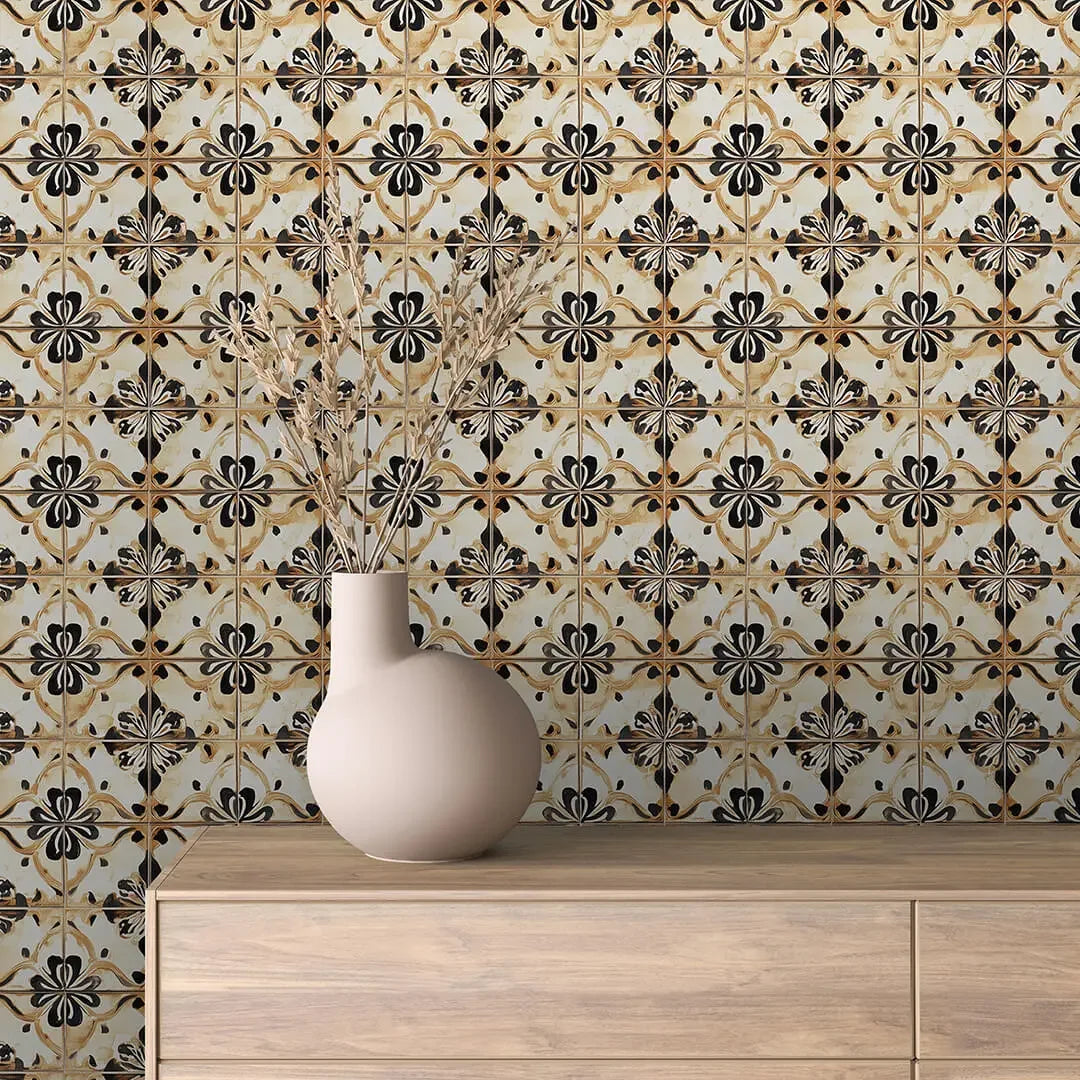 Ochre Bloom Heritage Tile - WallCreatives