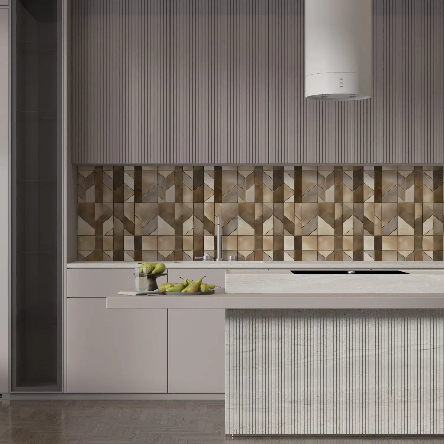 Gilded Earth Geometric Mosaic WallCreatives