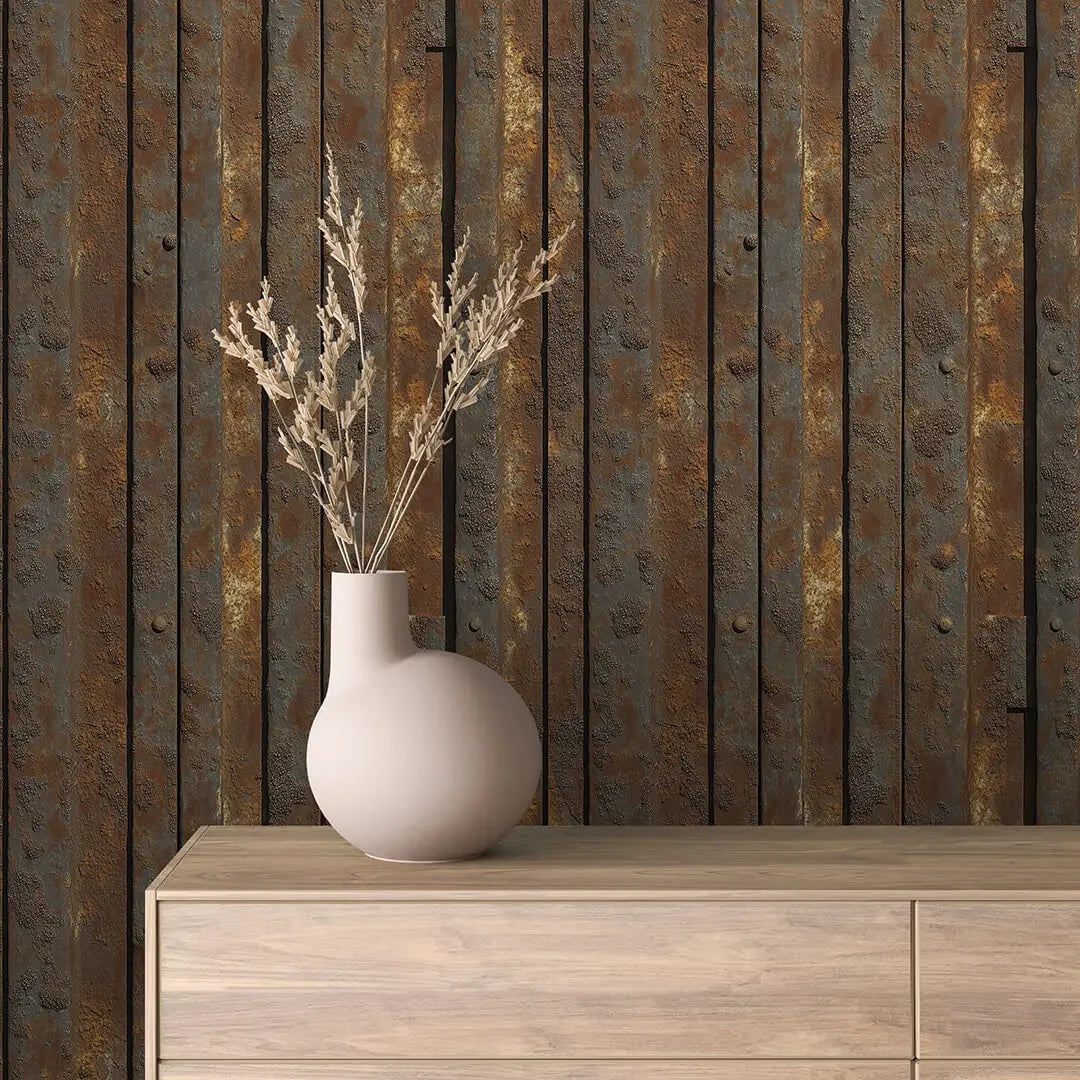 urban forge rusted panel wallpaper - wallcreatives