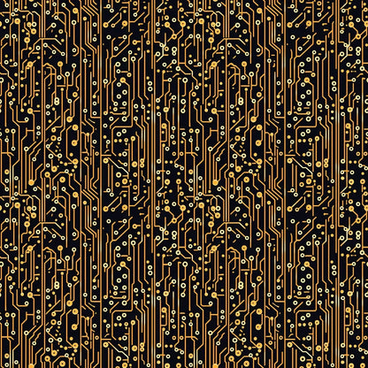 Golden Circuit Flow - WallCreatives