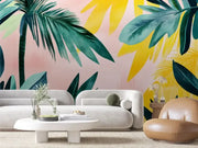 Bahama Blush Palm Mural - WallCreatives