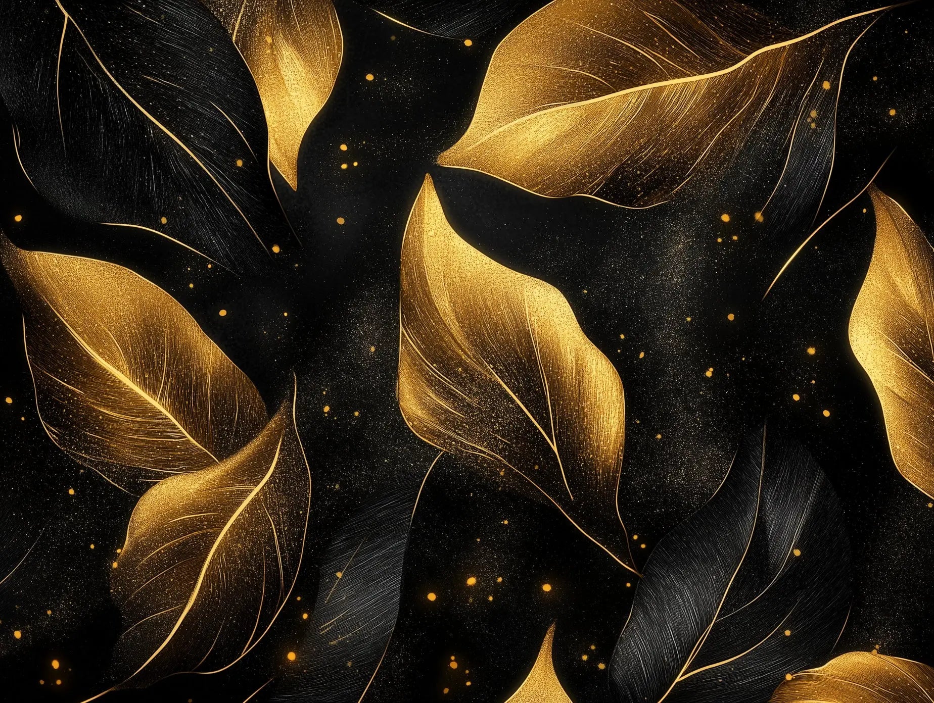 Gilded Noir Plumage - WallCreatives