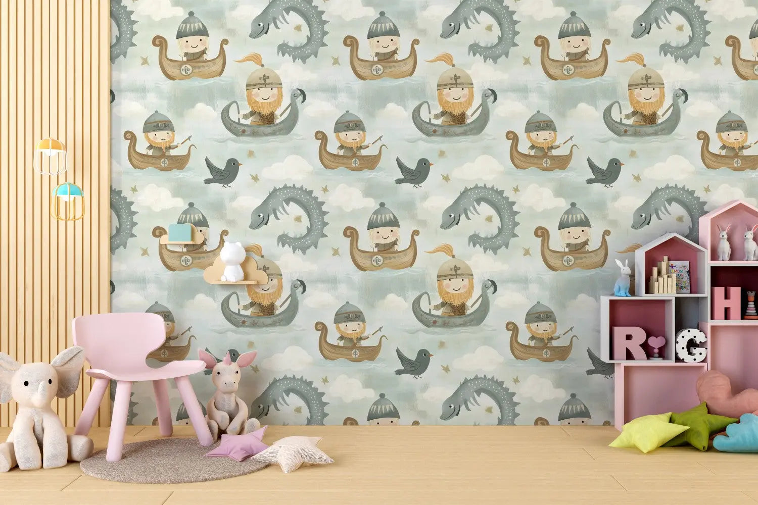 Whimsical Viking Sea Adventure WallCreatives