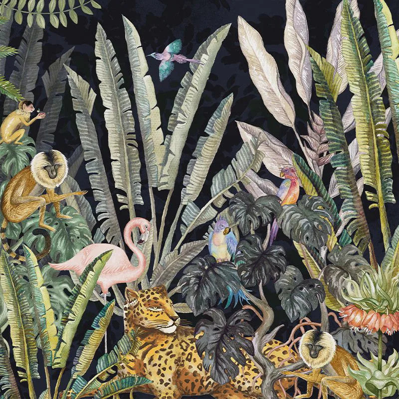 Wonderland Jungle in Black Wallpaper Vladila