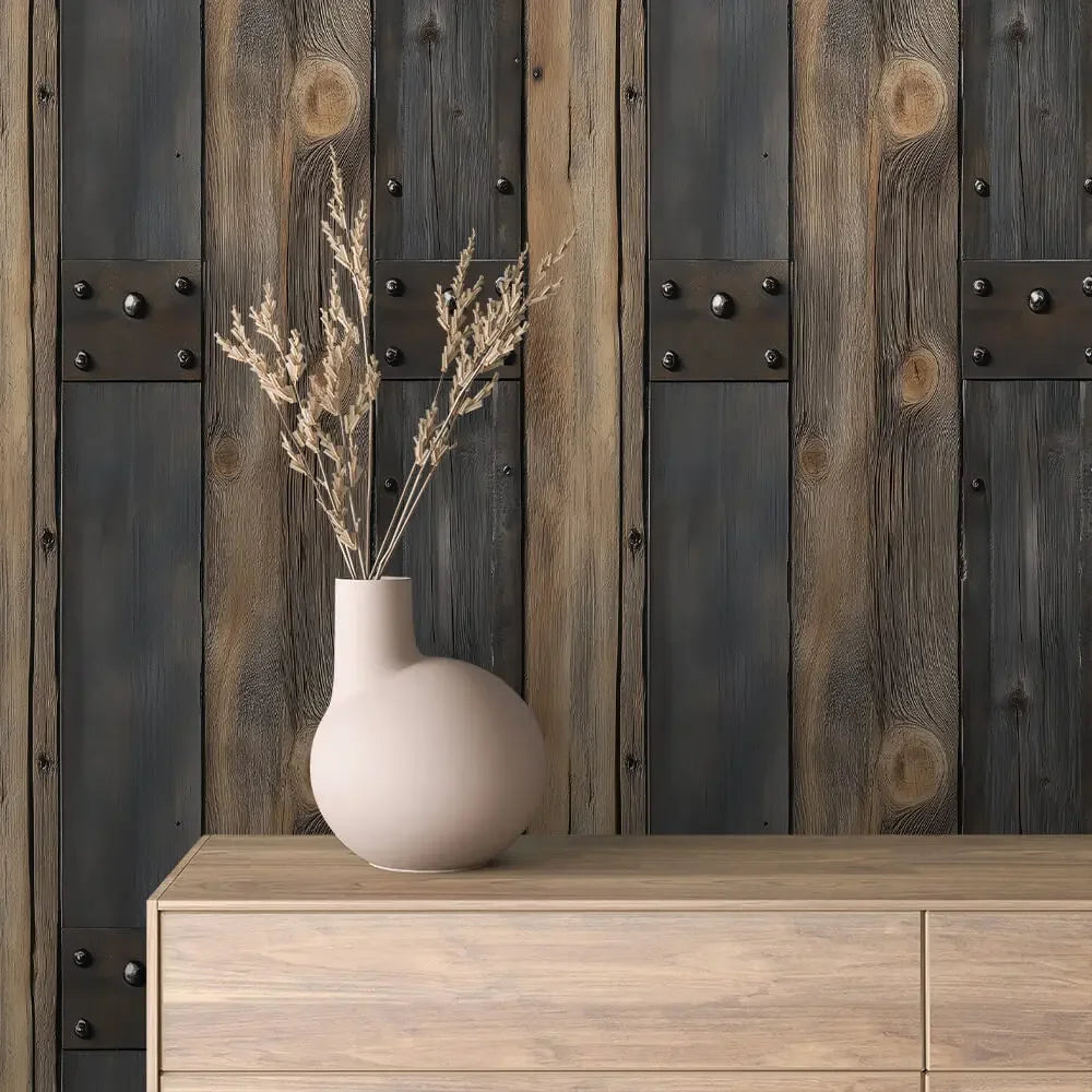 forged timber panel wallpaper - wallcreatives
