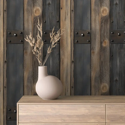Forged Timber Panel Wallpaper - WallCreatives